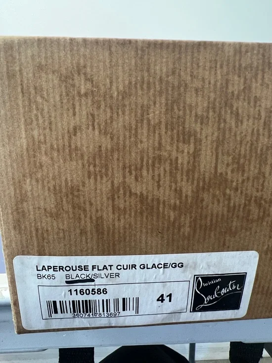 Christian Louboutin Laperouse Flat Black Silver Cap Toe EU 41 - Picture 2 of 14